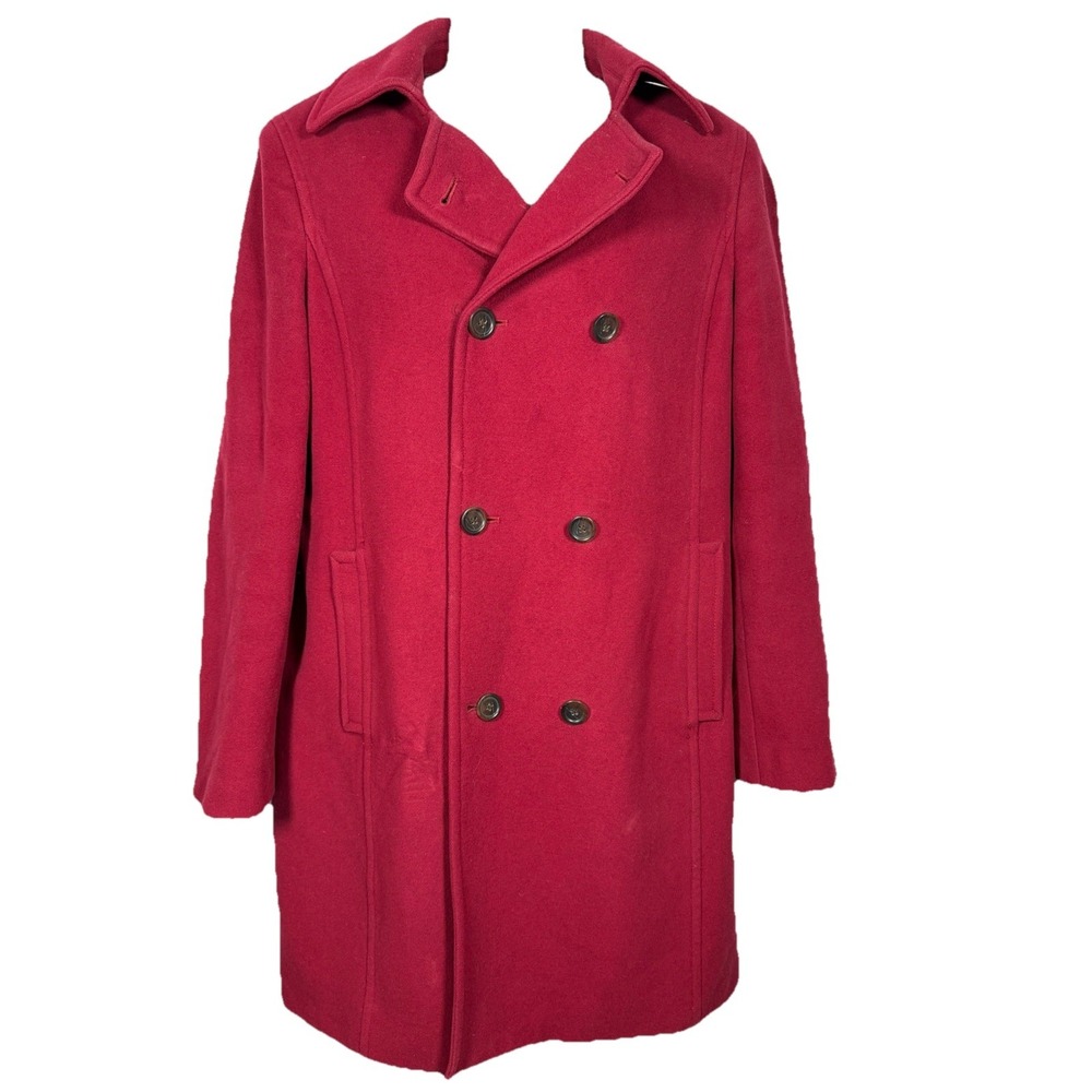 J.Crew Wool Cashmere Red Peacoat Double Breasted Tailored Classic Size 8